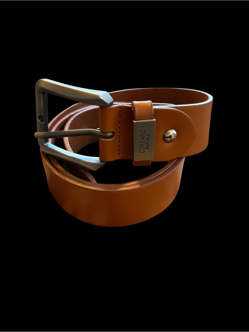 Corsaro RefugioTan Leather Men's Belt with Brushed Metal Buckle